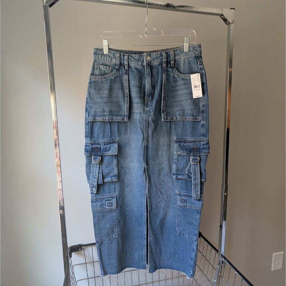 NWT Pacsun Denim Cargo Skirt